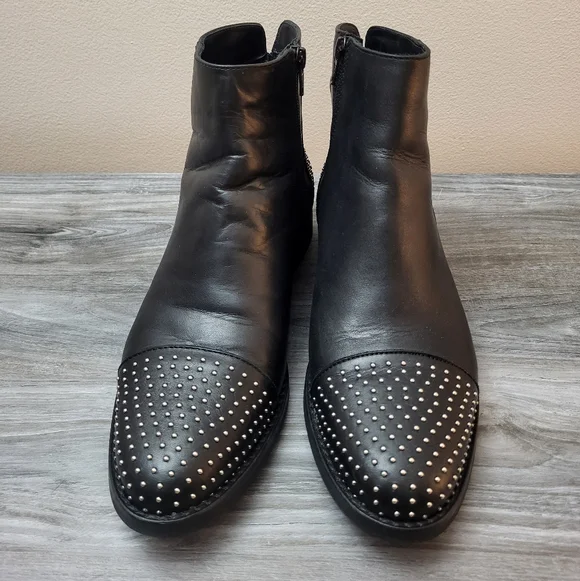 Stelle Monelle Studded Black Leather Ankle Boots Size 40 - Picture 3 of 13